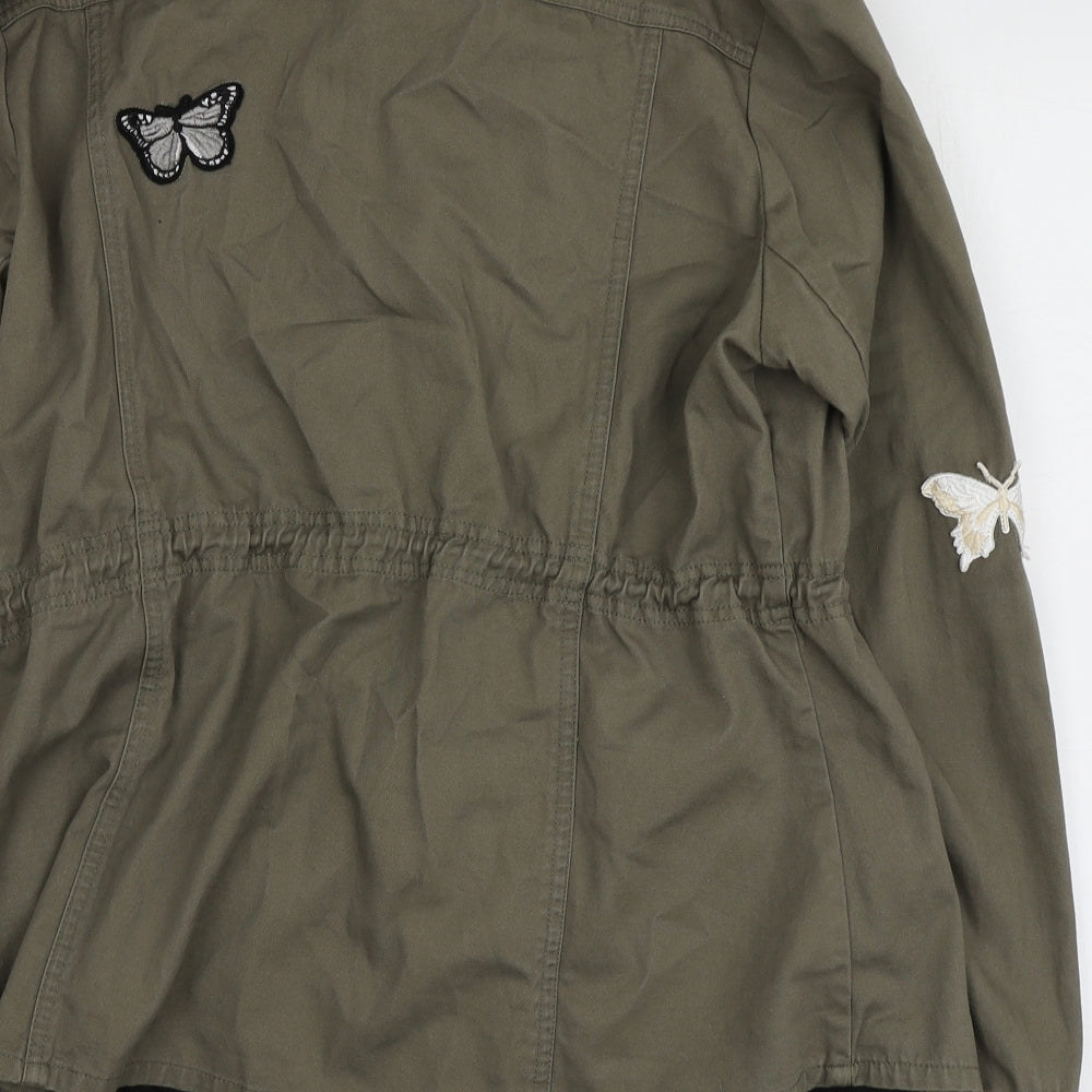 George Womens Green Geometric Parka Jacket Size 12