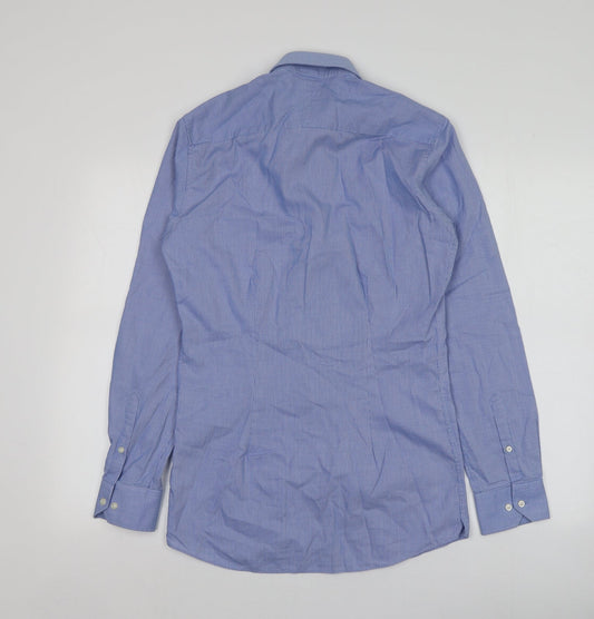 Mens UK Size S NEXT Blue Button-Up Long Sleeve Casual Shirt