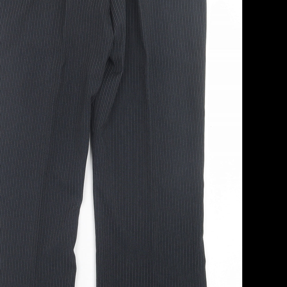 Florence + Fred Womens Black Striped Polyester Trousers Size 16 L28 in Regular Hook & Eye
