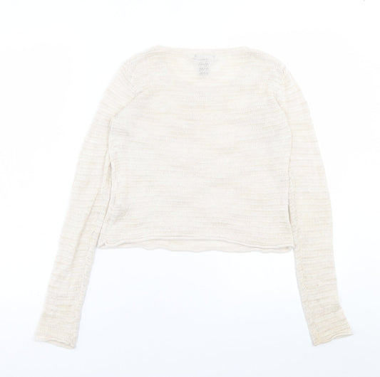 Gap Womens Beige Crew Neck Cotton Pullover Jumper Size XS