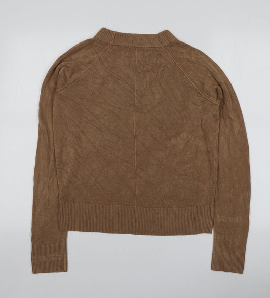 TU Womens Brown Round Neck Acrylic Pullover Jumper Size 10