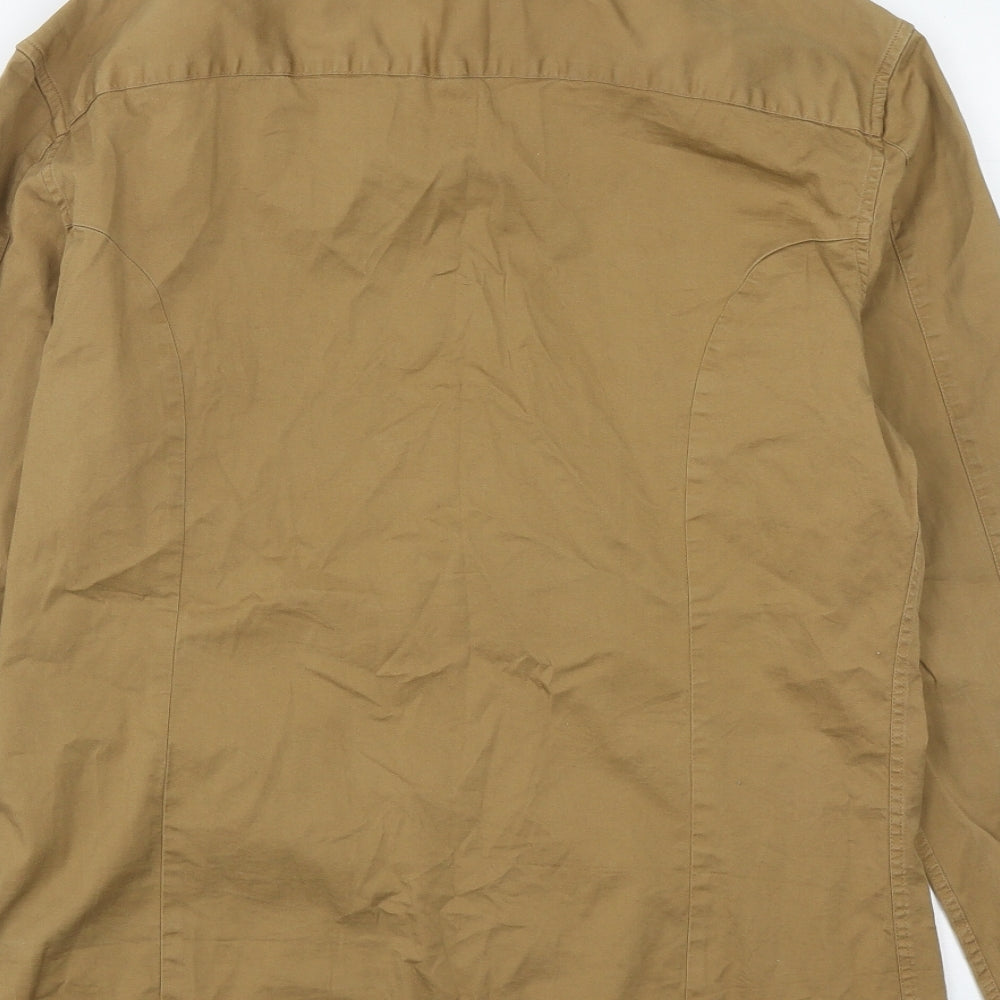 ASOS Mens Brown Cotton Button-Up Size L Collared Button