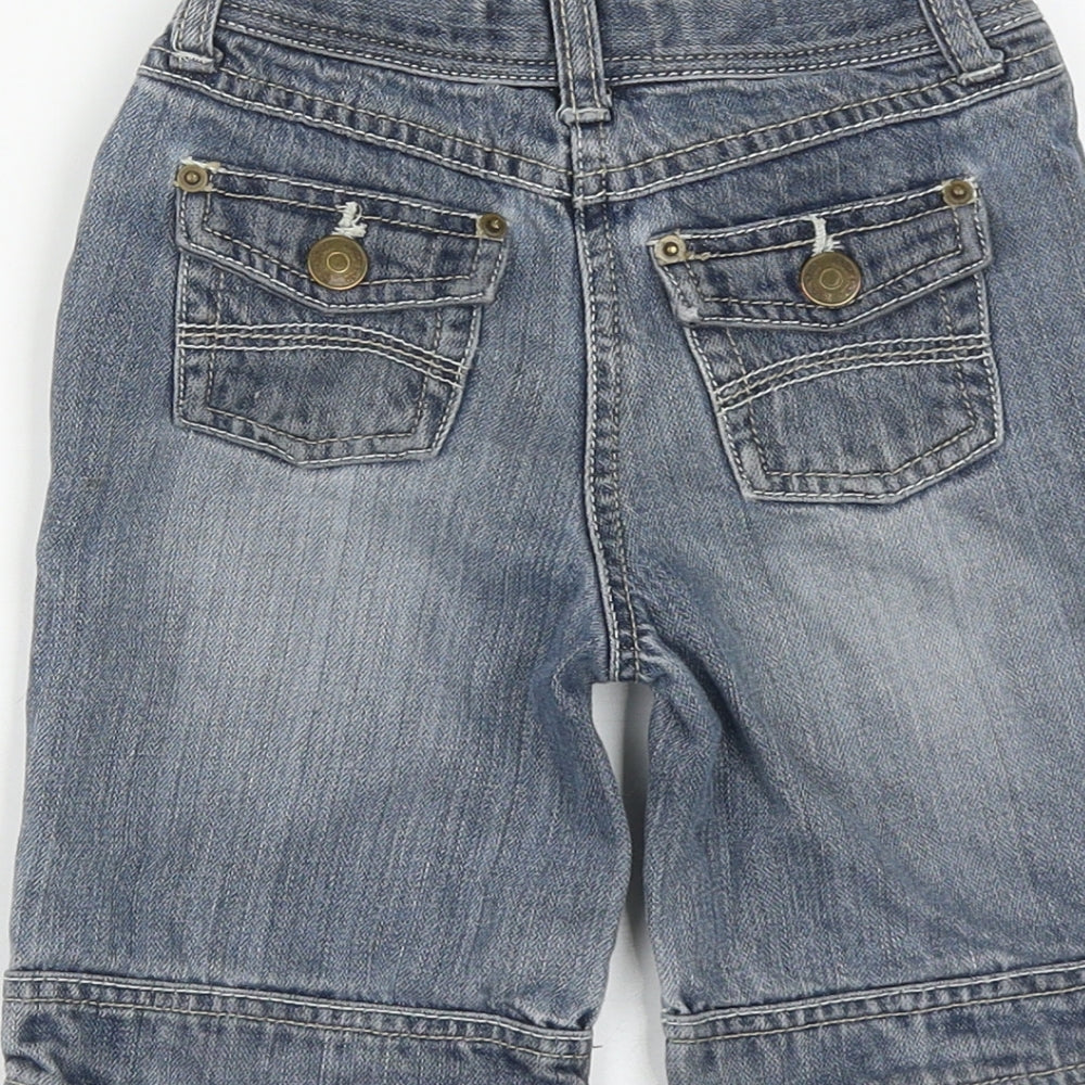 Okaidi Girls Blue Cotton Bermuda Shorts Size 4 Years Regular Zip