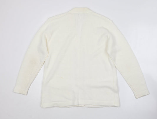 Lady ice Womens Ivory V-Neck Acrylic Cardigan Jumper Size M - Size M/L