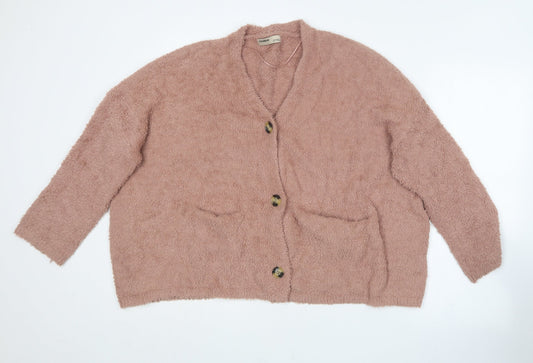 Womens UK Size M Pull&Bear Pink Cardigan Jumper
