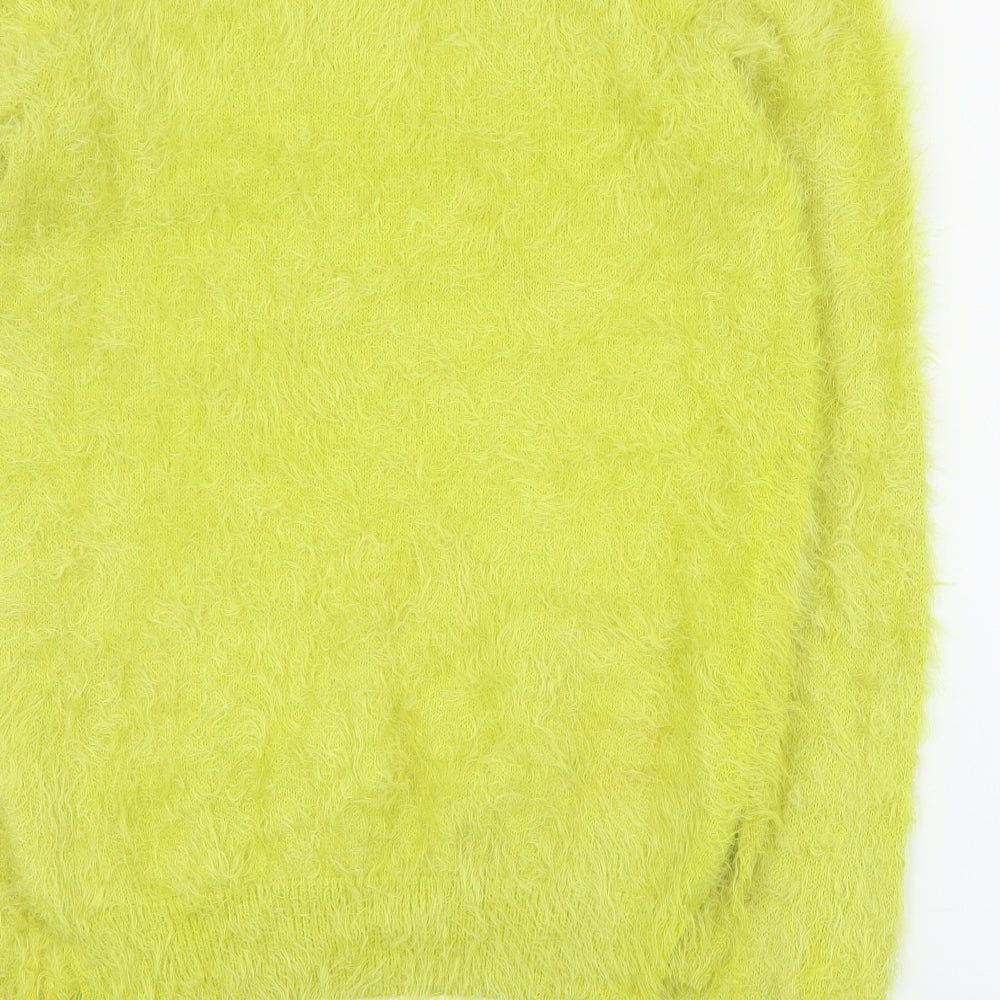 F&F Womens Green V-Neck Nylon Pullover Jumper Size 14