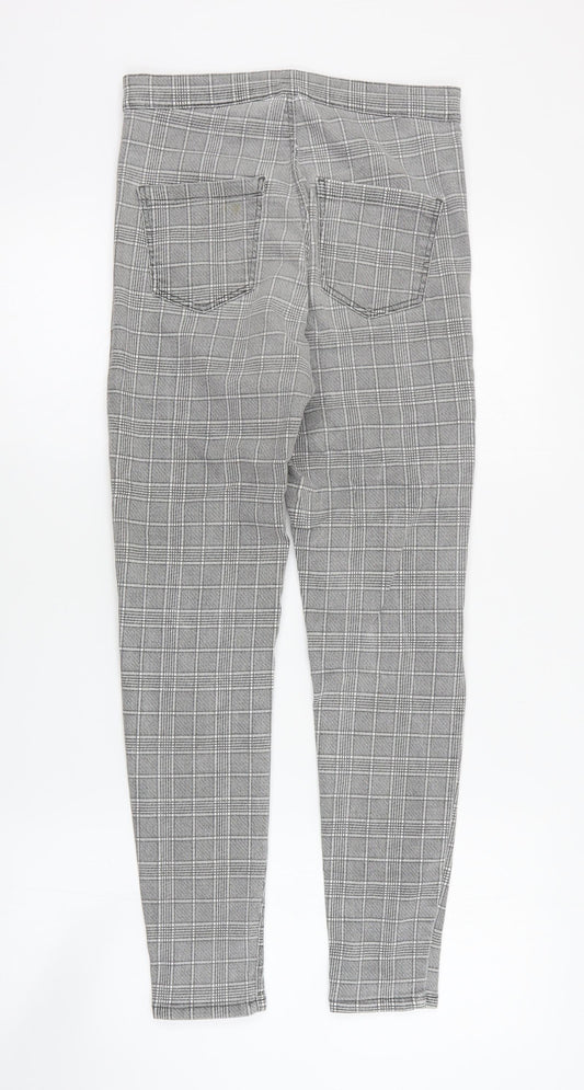 Topshop Womens Grey Plaid Cotton Skinny Jeans Size 30 in L28 in Regular Zip