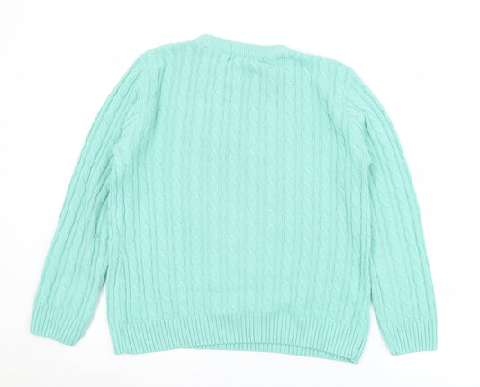 Pure & Natural Womens Green Crew Neck Acrylic Pullover Jumper Size S - S/M