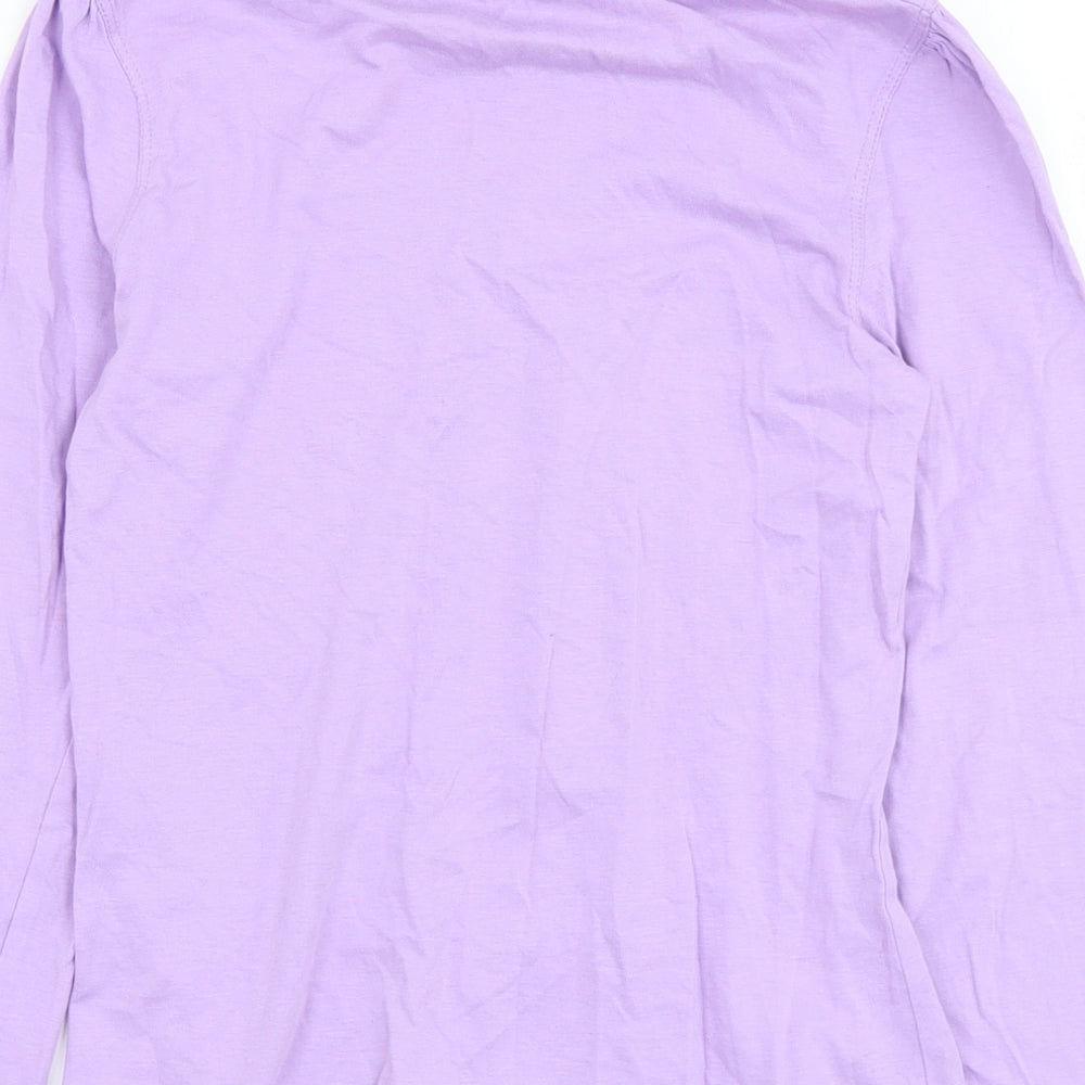 YFK Girls Purple Cotton Basic T-Shirt Size 10 Years Roll Neck