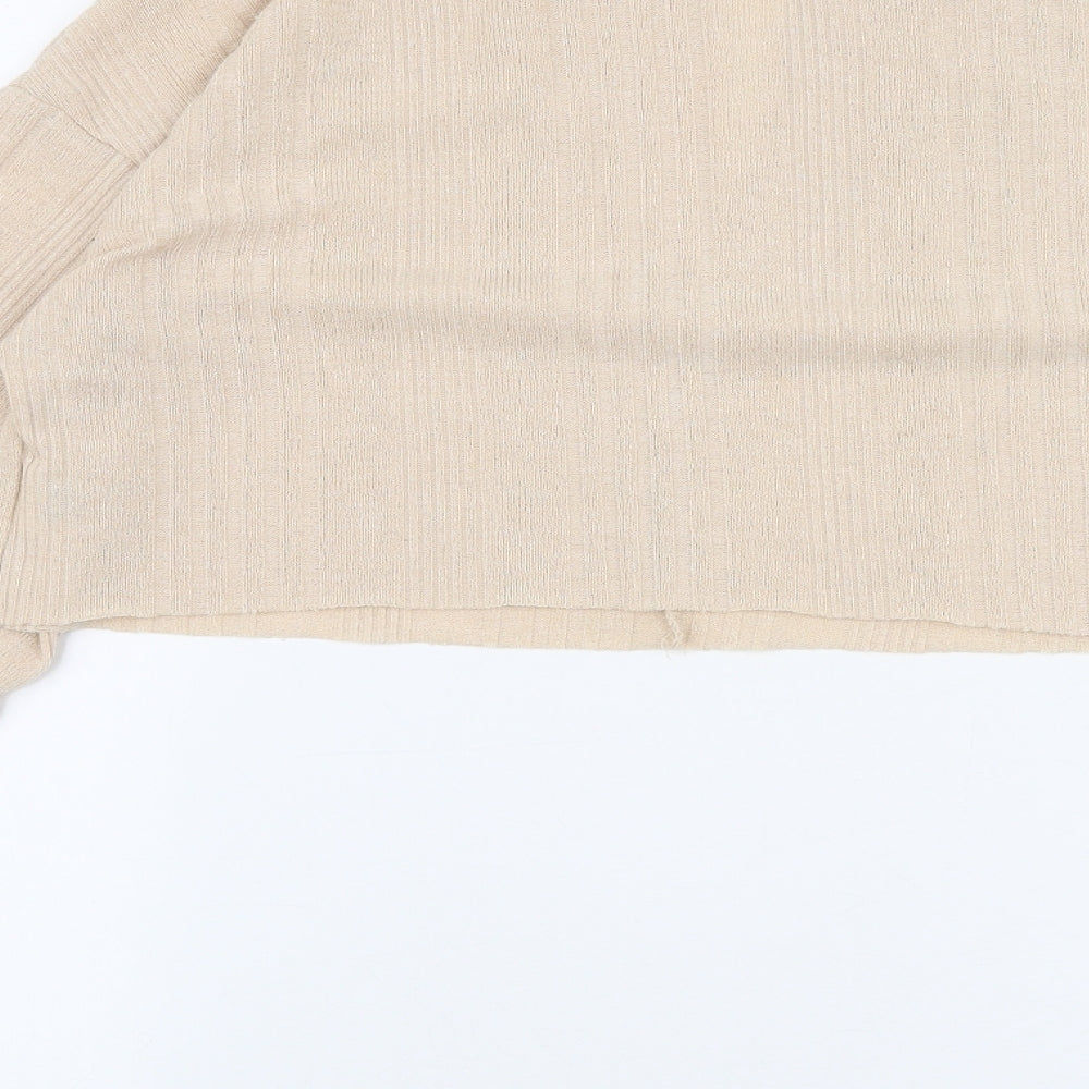 SheIn Womens Beige V-Neck Polyester Pullover Jumper Size M