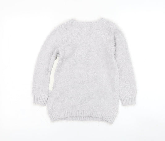 Primark Girls Purple Round Neck Polyamide Pullover Jumper Size 6-7 Years Pullover - Unicorn