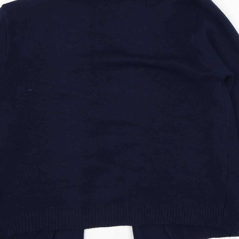 Just Elegance Womens Blue Square Neck Acrylic Cardigan Jumper Size M