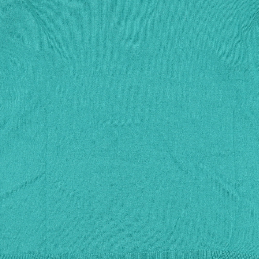 Marks and Spencer Mens Green V-Neck Acrylic Pullover Jumper Size L