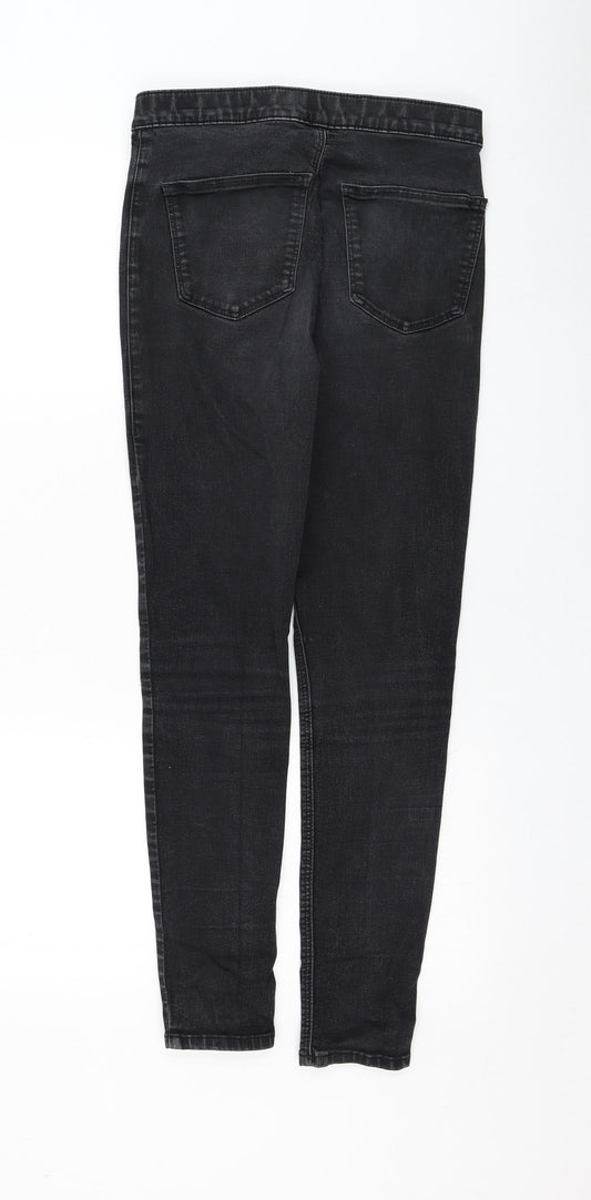 Topshop Womens Black Cotton Skinny Jeans Size 30 in L32 in Regular Zip
