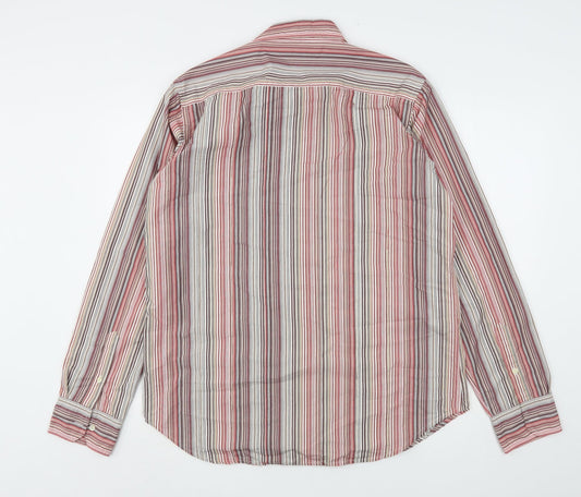 Topman Mens Multicoloured Striped Cotton Button-Up Size XL Collared