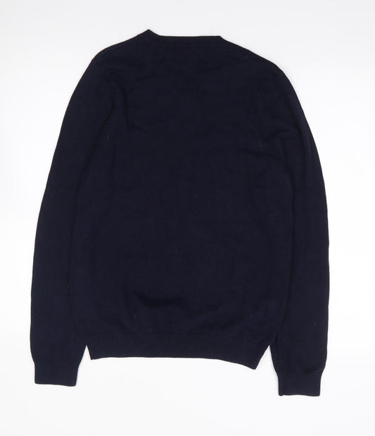Topman Mens Blue V-Neck Cotton Pullover Jumper Size S