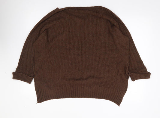 Womens UK Size L Preworn Brown Pullover Jumper