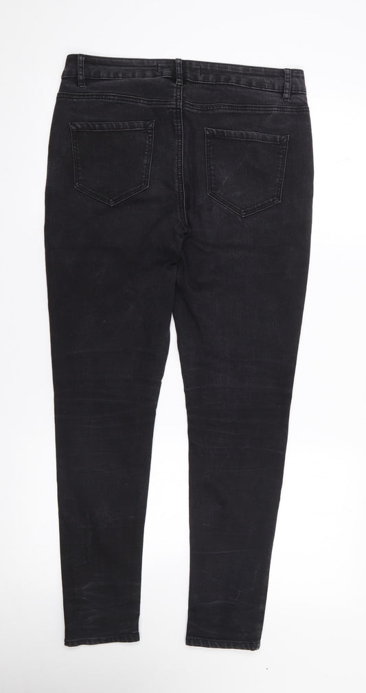 George Womens Black Cotton Skinny Jeans Size 12 L28 in Regular Zip
