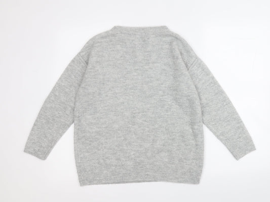 George Womens Grey Round Neck Acrylic Pullover Jumper Size 12