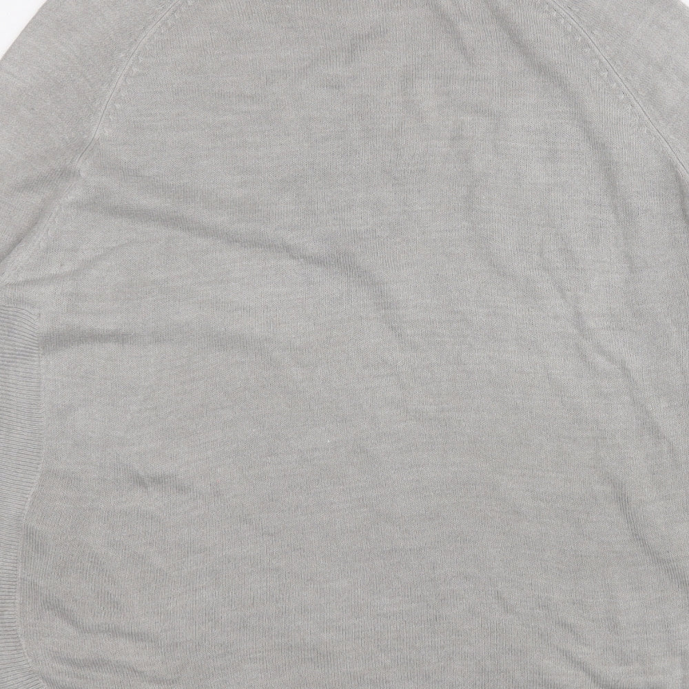 Marks and Spencer Mens Grey Mock Neck Acrylic Pullover Jumper Size S