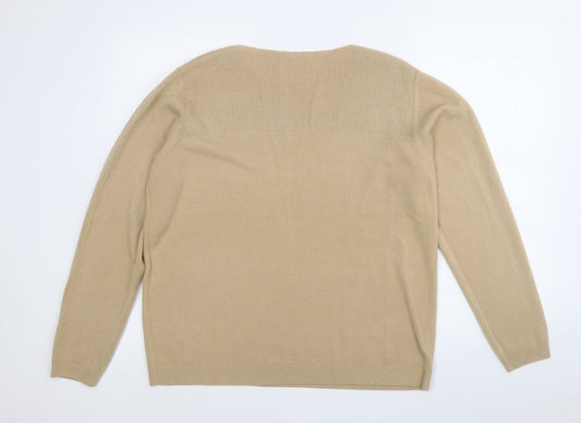 INTUITION Womens Brown Round Neck Acrylic Pullover Jumper Size 18