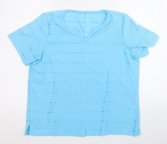 Bonmarché Womens Blue Round Neck Polyester Pullover Jumper Size M