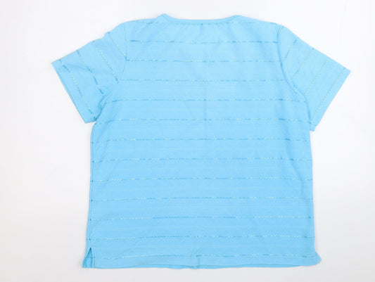 BM Womens Blue Round Neck Polyester Pullover Jumper Size M