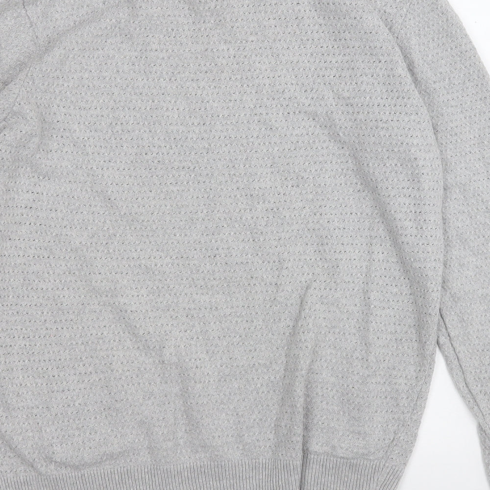 River Island Mens Grey Round Neck Acrylic Pullover Jumper Size M