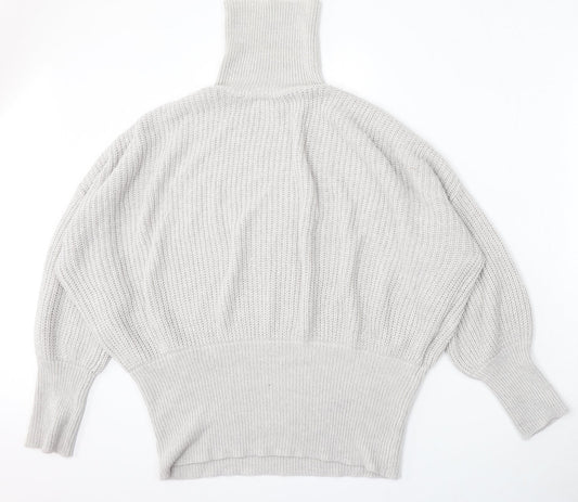 Simply Be Womens Grey Mock Neck Acrylic Pullover Jumper Size M