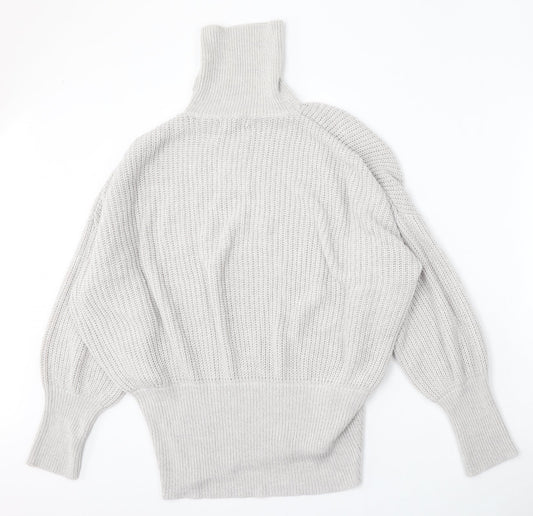 Simply Be Womens Grey Mock Neck Acrylic Pullover Jumper Size M