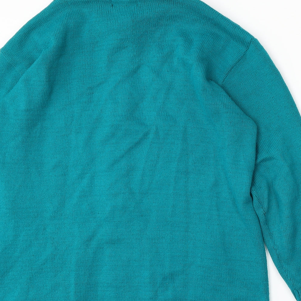 Choice Womens Green Mock Neck Acrylic Cardigan Jumper Size L