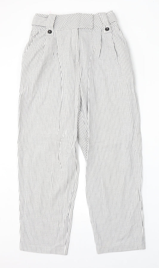 Topshop Womens Multicoloured Striped Viscose Trousers Size 6 L25 in Regular