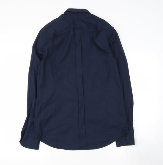 Replay Mens Blue Cotton Button-Up Size S Collared