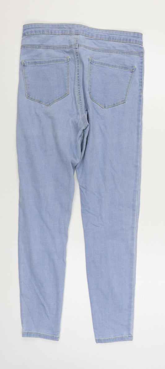 Denim & Co. Womens Blue Cotton Skinny Jeans Size 12 L28 in Regular Zip