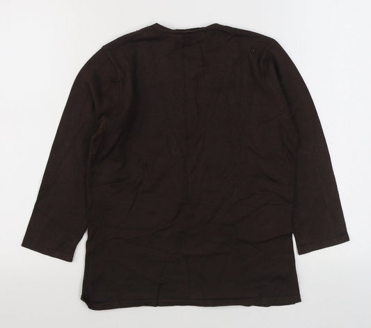 Just Elegance Womens Brown V-Neck Acrylic Pullover Jumper Size S