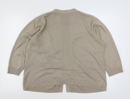 BHS Womens Beige V-Neck Acrylic Cardigan Jumper Size 18