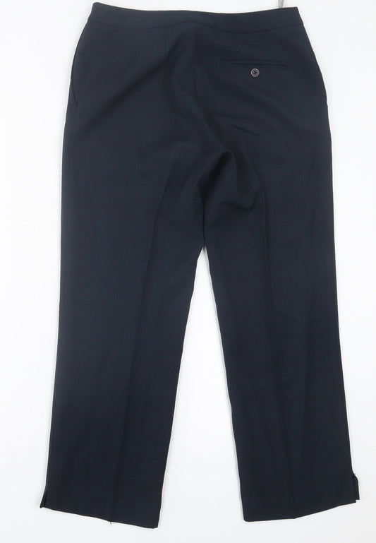 Warehouse Womens Blue Polyester Trousers Size 10 L26 in Regular Hook & Eye
