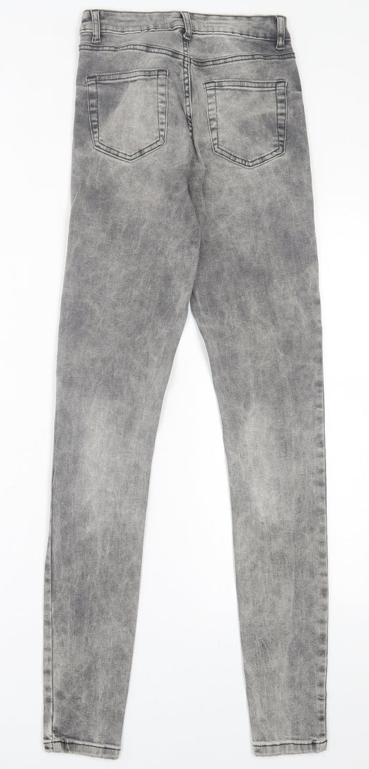 Denim & Co. Womens Grey Cotton Skinny Jeans Size 8 L31 in Regular Button