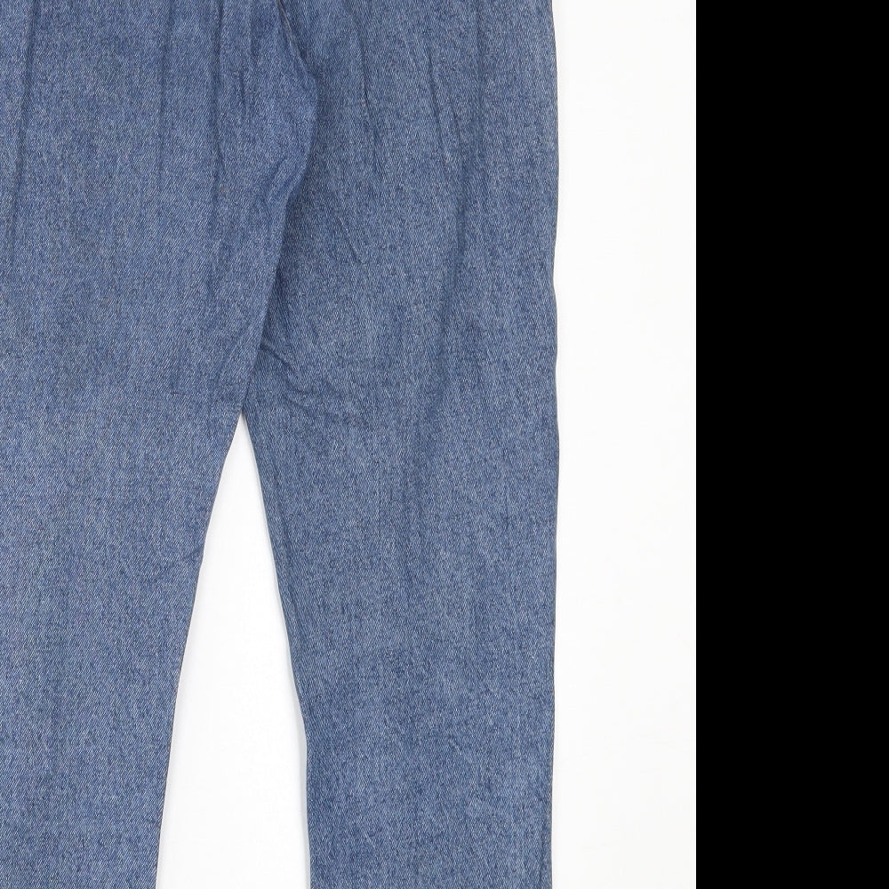 Denim & Co. Womens Blue Cotton Straight Jeans Size 12 L27 in Regular Button