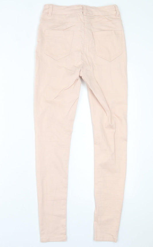 M&Co Womens Pink Cotton Skinny Jeans Size 8 L29 in Regular Button