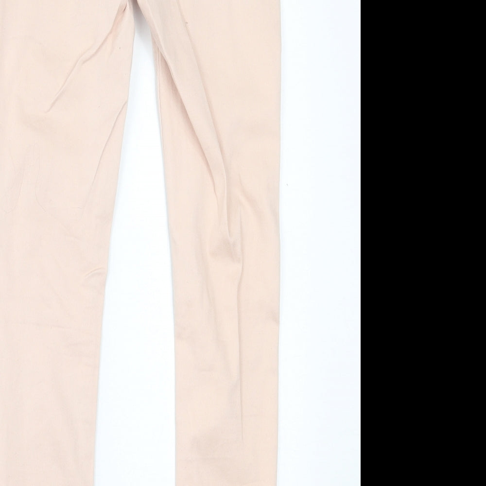 M&Co Womens Pink  Cotton Skinny Jeans Size 8 L29 in Regular Button