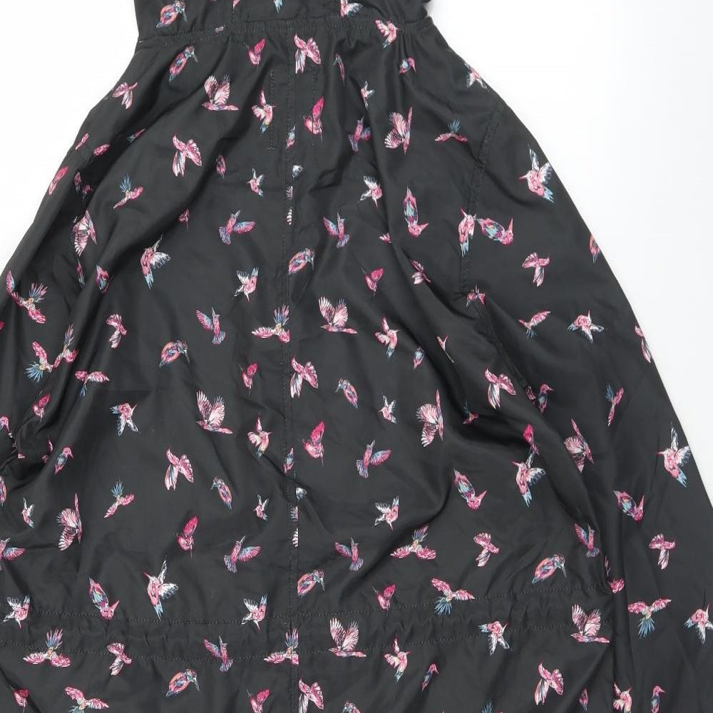 Primark Womens Black Geometric Windbreaker Jacket Size 10 Zip - 10/12. Birds