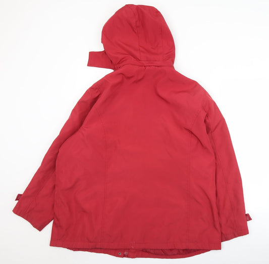 BM Womens Red Overcoat Coat Size L Zip
