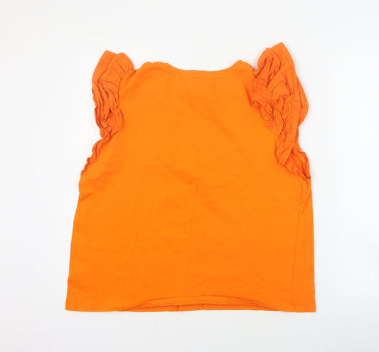 George Womens Orange Cotton Basic T-Shirt Size 16 Round Neck