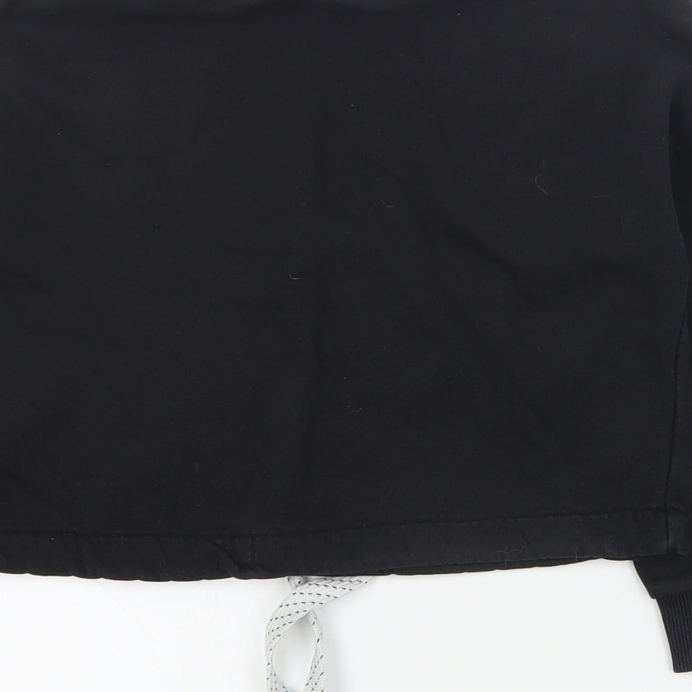 Marks and Spencer Girls Black Cotton Pullover Sweatshirt Size 7-8 Years Pullover - Cropped