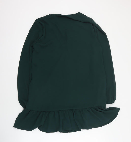 New Look Womens Green Polyester Shift Size 8 V-Neck Button