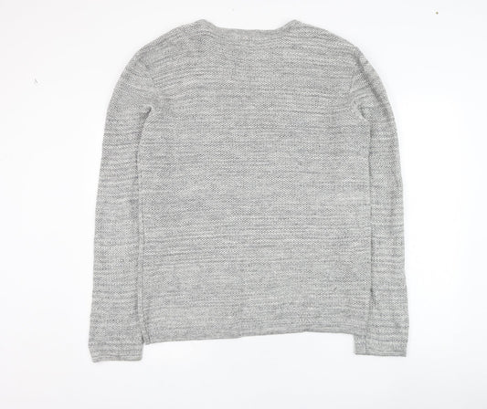 Peacocks Mens Grey Round Neck Cotton Pullover Jumper Size L