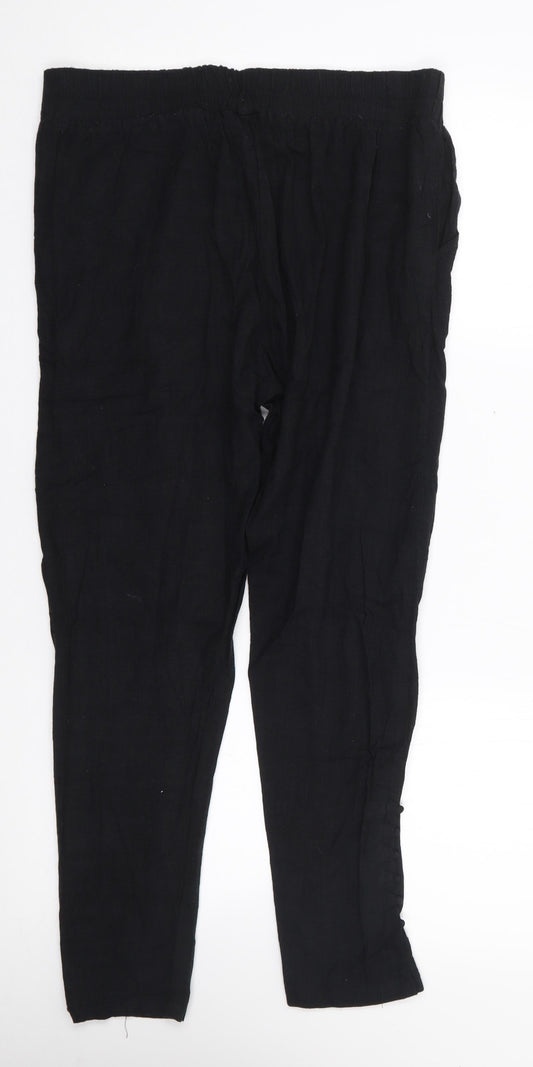 Womens UK Size XL Preworn Regular Fit Black Trousers