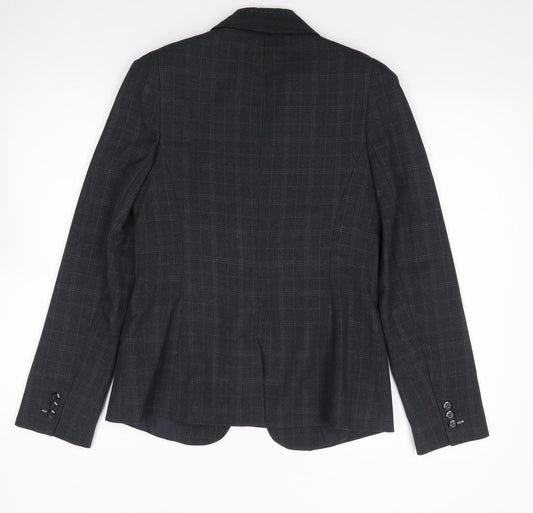 Primark Womens Grey Check Jacket Blazer Size 12 Button