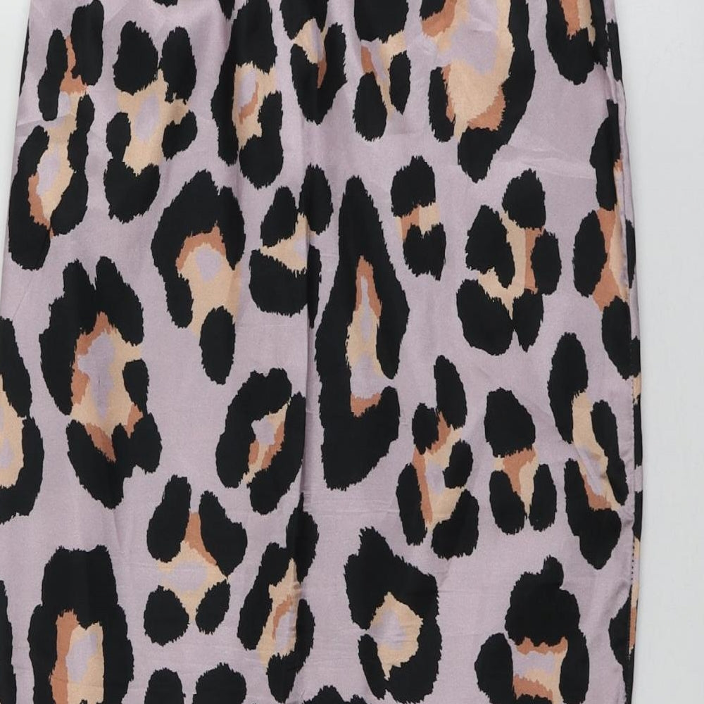Missguided Womens Purple Animal Print Polyester A-Line Skirt Size M